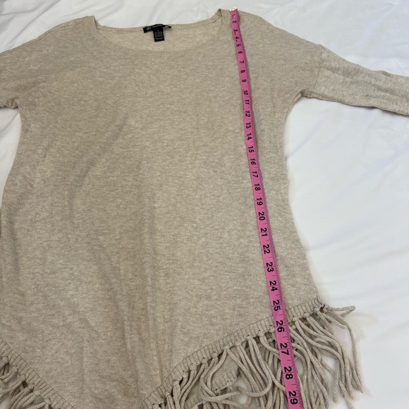 INC International Concepts Heather Fringe Tassel Sweater Beige Boho Winter Top L - Picture 5 of 5